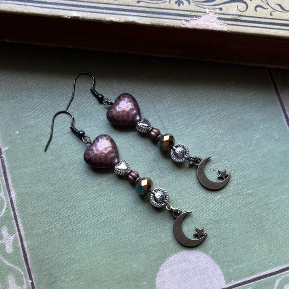 Hearts, Sun & Moon Boho Earrings - Picture 7 of 13